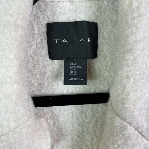 Tahari Tunic Vest Womens XL Wool Blend 1 Button Off White Sweater Pocket Nubby - Picture 7 of 10